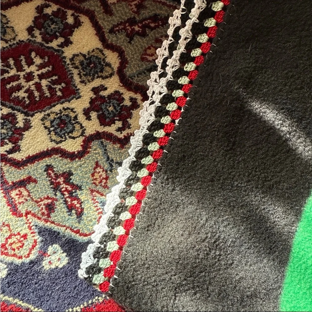 Multicolor blanket with crochet Christmas Days pattern on the edges 60In X 48In